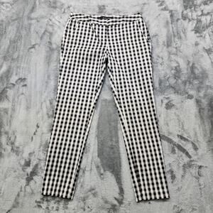 Amanda + Chelsea Pants Womens 2 Black White Check Gingham Ankle Low Rise Stretch